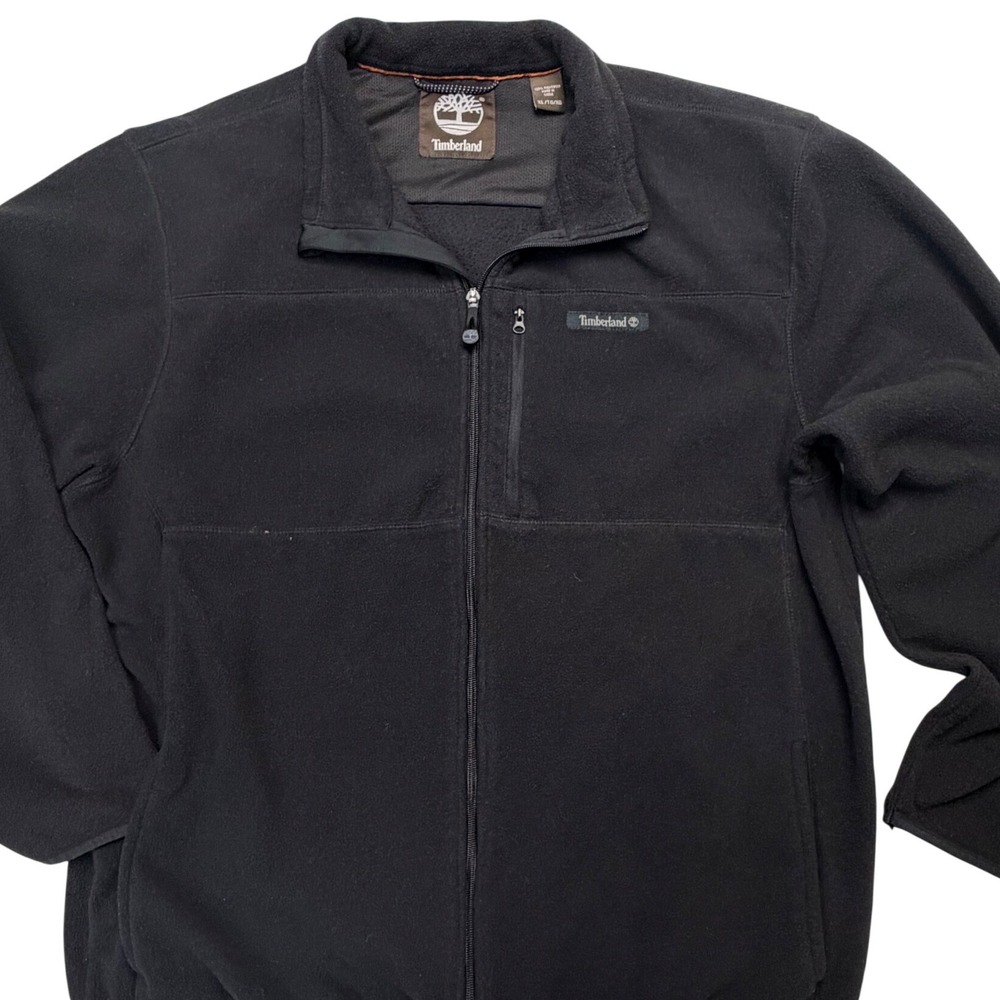 Timberland Mens Full Zip Fleece Jacket Black XL Gorpcore Outdoor Utility Coat